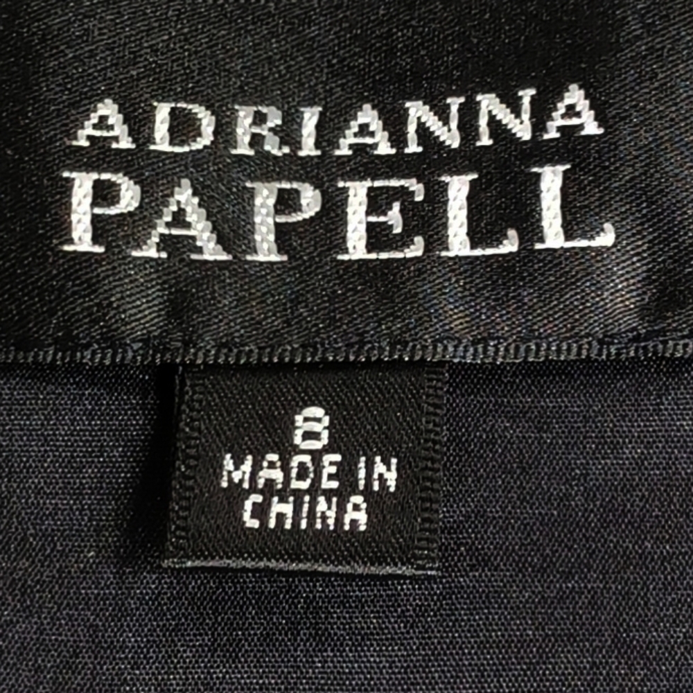 ADRIANNA PAPELL Black White Gingham Plaid Print Cap Sleeve Midi Dress 8 Medium - Picture 7 of 7